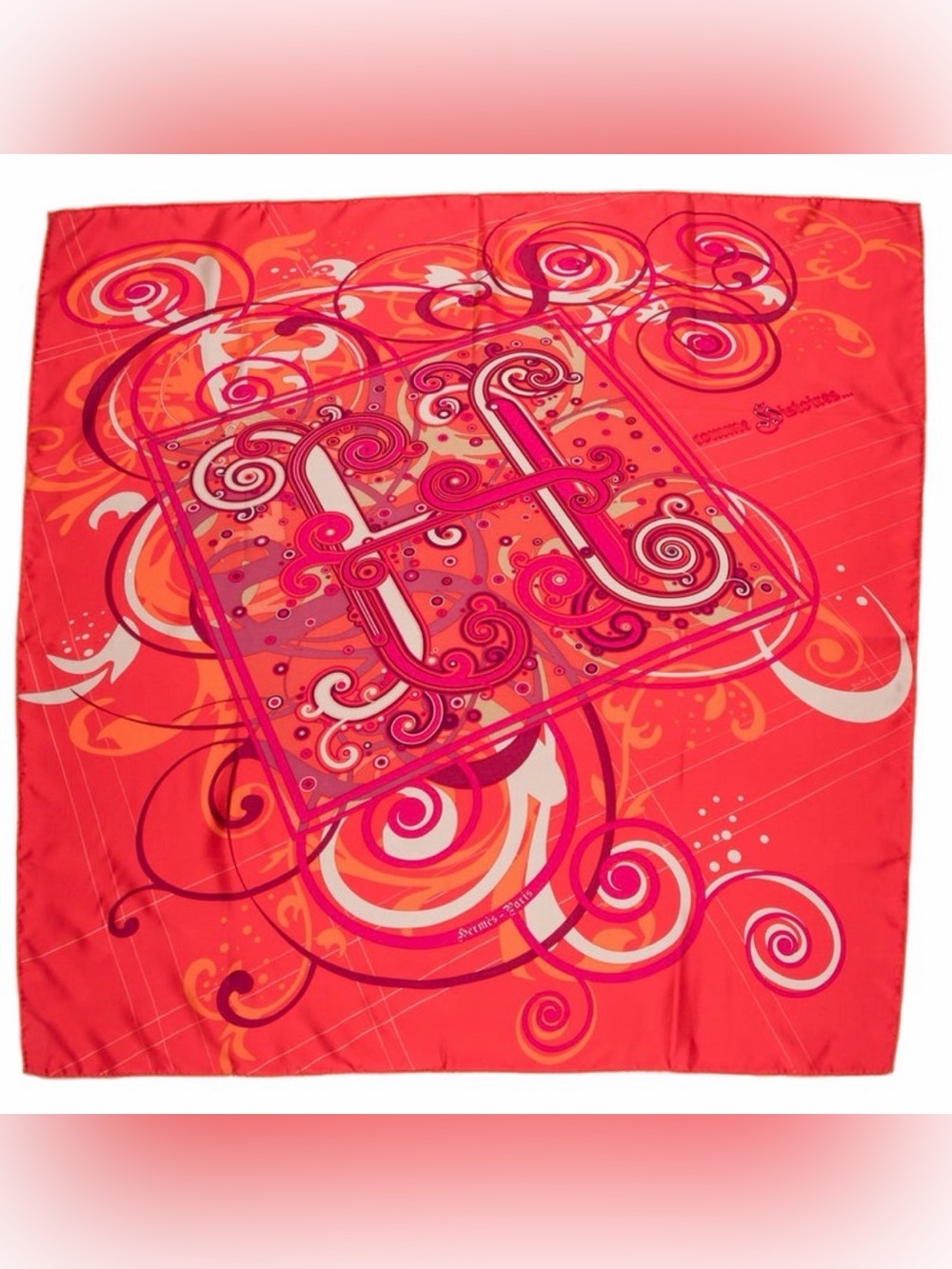 Hermes Red and Pink Swirl Silk Throw